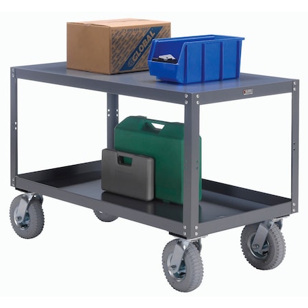 Global Industrial Mobile Steel Work Table, 48 x 24 x 33-1/2in, 2 Shelves 579231